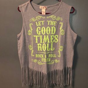 Grey and Green Graphic Tank